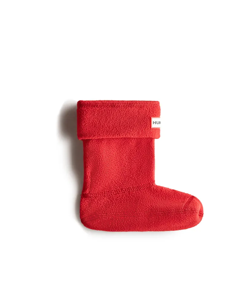 Hunter Kids Recycled Fleece Boot Sock in Red-1